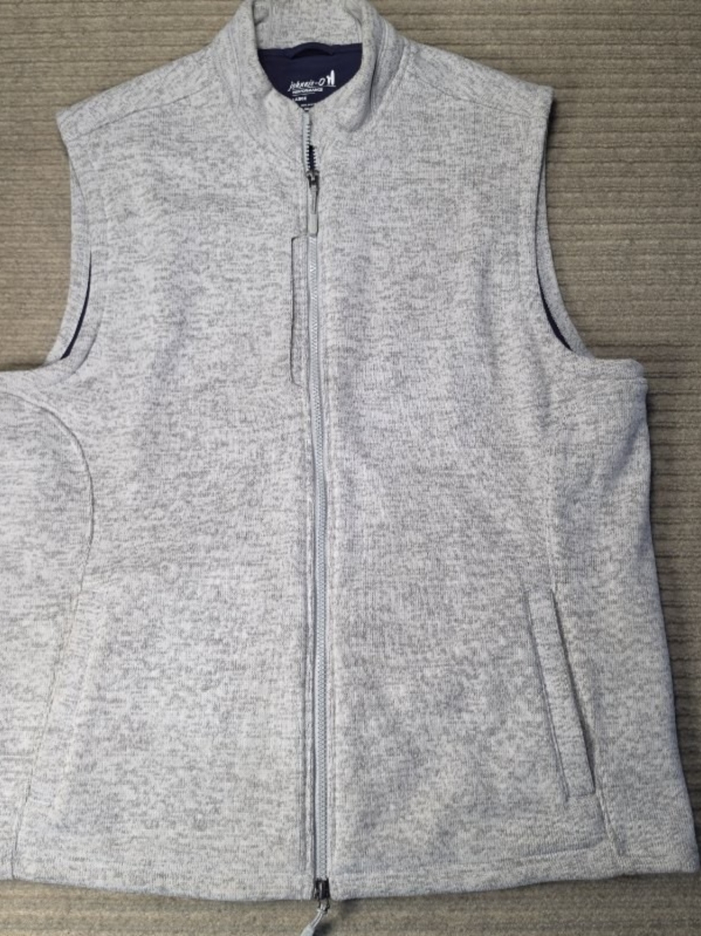 Johnnie O Performance Fleece Full Zip Vest In Light Gray Size Large
